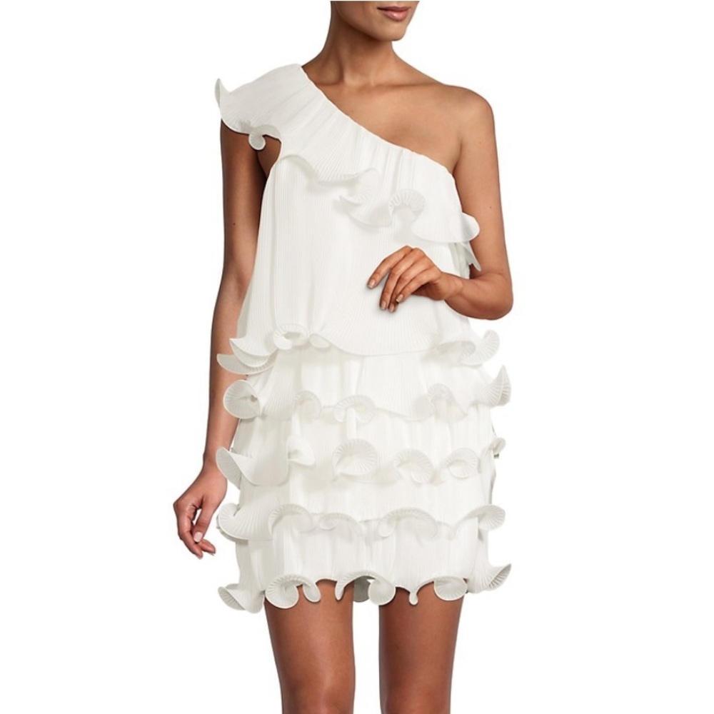 Milly Blakey tiered ruffle mini dress white